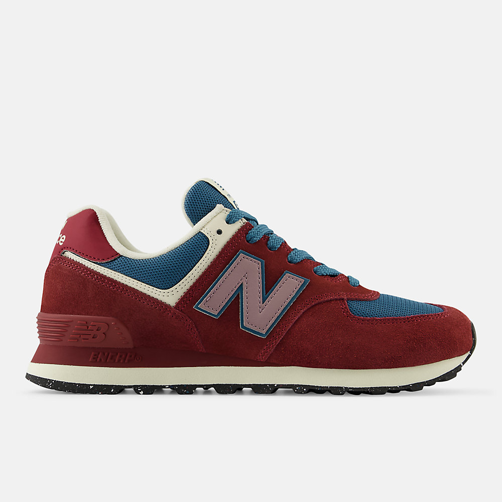 New Balance 574 Shoes Classic Crimson with Terrarium and Mercury Red